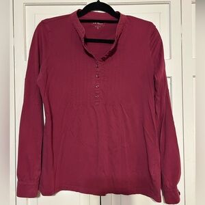 L.L. Bean Women's Burgundy Button-Front Blouse